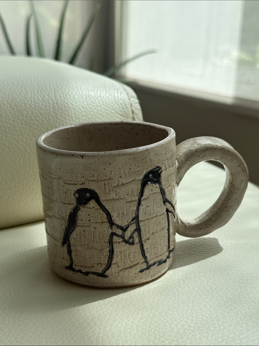 White Squirrel Clayworks Penguins on White‎ 10 oz Stoneware Mug